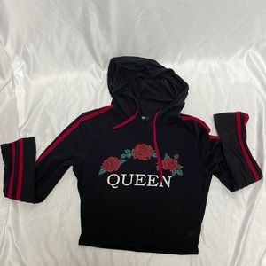 Papaya Queen Red Roses Long Sleeve Hooded Shirt Size Small